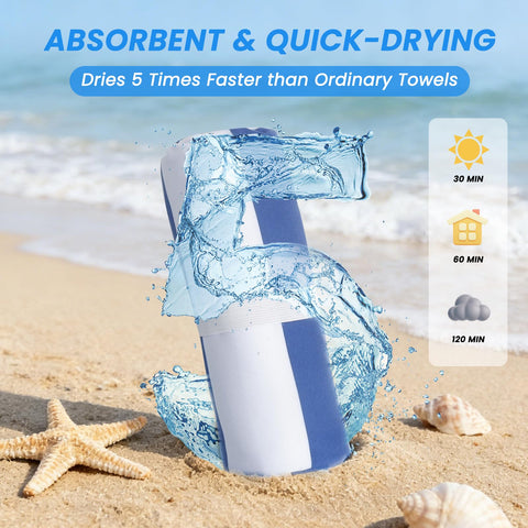 Microfibre Beach Towels for Adults - 1 Pack 180x90cm Microfibre Towel