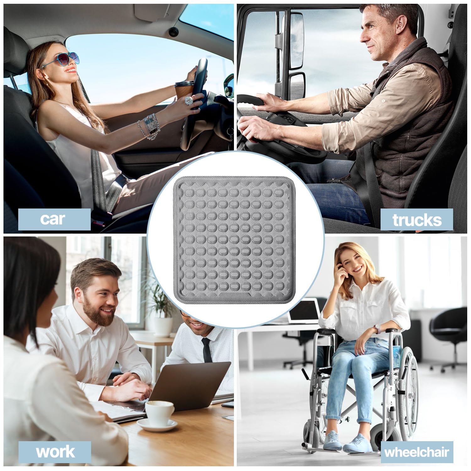 Gel Seat Cushion,office chair Light and thin in summer Breathable Seat Cushion Cool Gel Cushion Honeycomb Design，with Relieving Back coccyx Pain