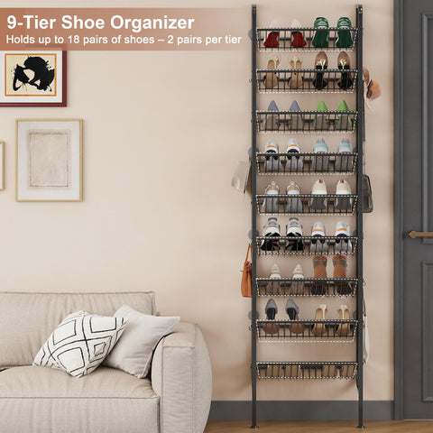 Ornestia Wall Mounted Shoe Rack,Metal Shoe Storage for Over Door,Black