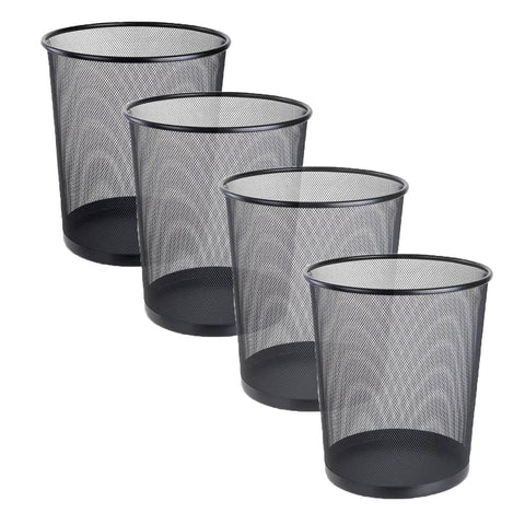 FWEEK 4 Pack Mesh Waste Paper Bin 12 Litres Metal Waste Basket Small Trash Can Rubbish Bin for Bedrooms Bathrooms Office Home Kitchens Supplies