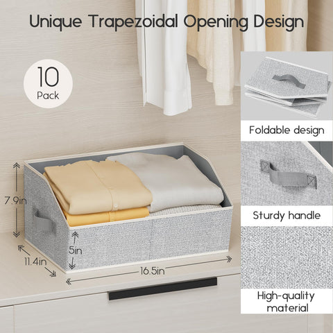 Homsorout Fabric Storage Boxes Cube - Large Wardrobe Storage Organiser with Handles, Foldable Opening Bins for Shelves, Bedroom Organising Clothes