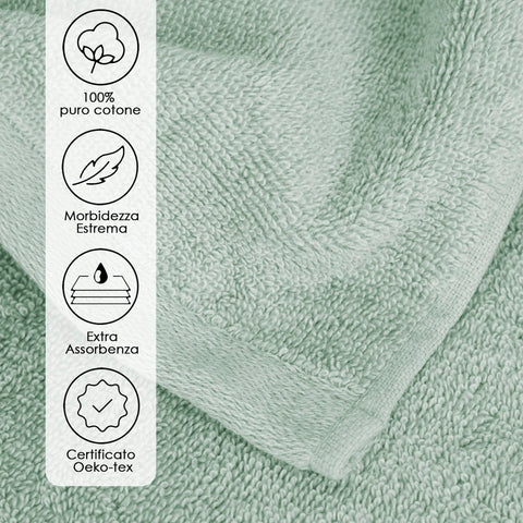 Ruggeri 4 Piece Guest Towel Set, 40x50 cm, Soft Cotton, Sage