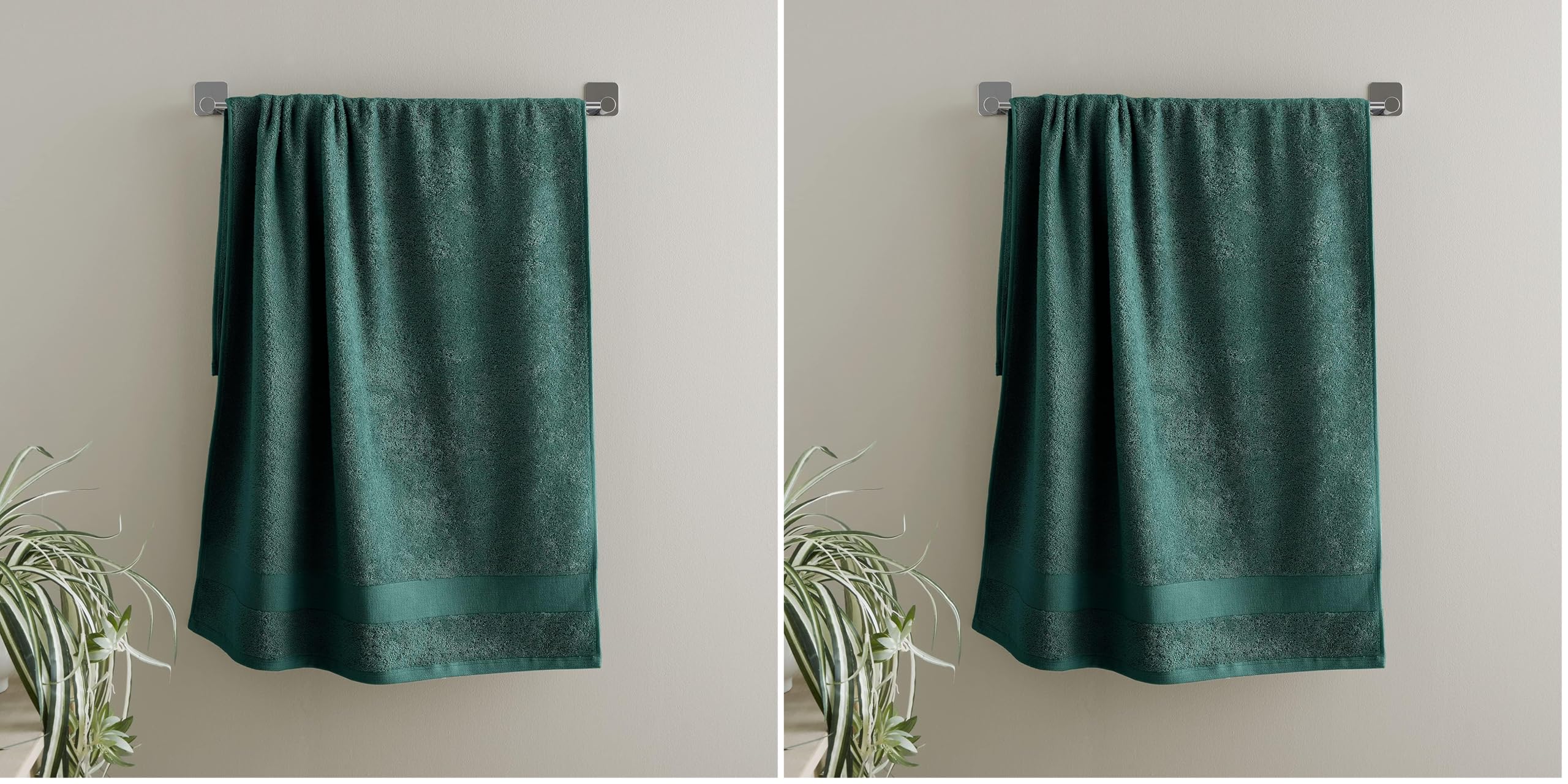 Catherine Lansfield Bathroom Anti Bacterial 500 gsm Soft & Absorbent Cotton Hand Towel Forest Green (Pack of 2)