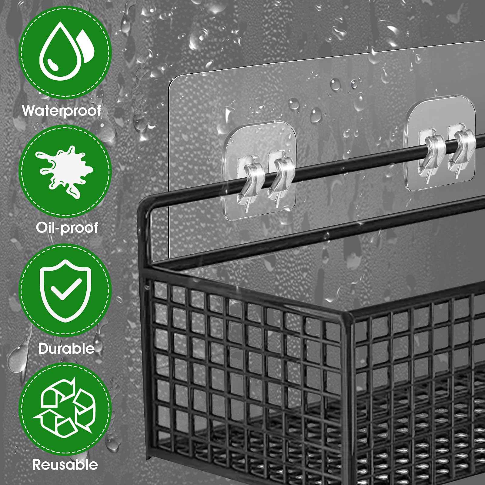WLLHYF 6pcs Shower Caddy Adhesive Hooks Replacement Strong Stickers Shower Hooks Wall Hooks Waterproof for Bathroom Shower Shelf Basket Soap Dish