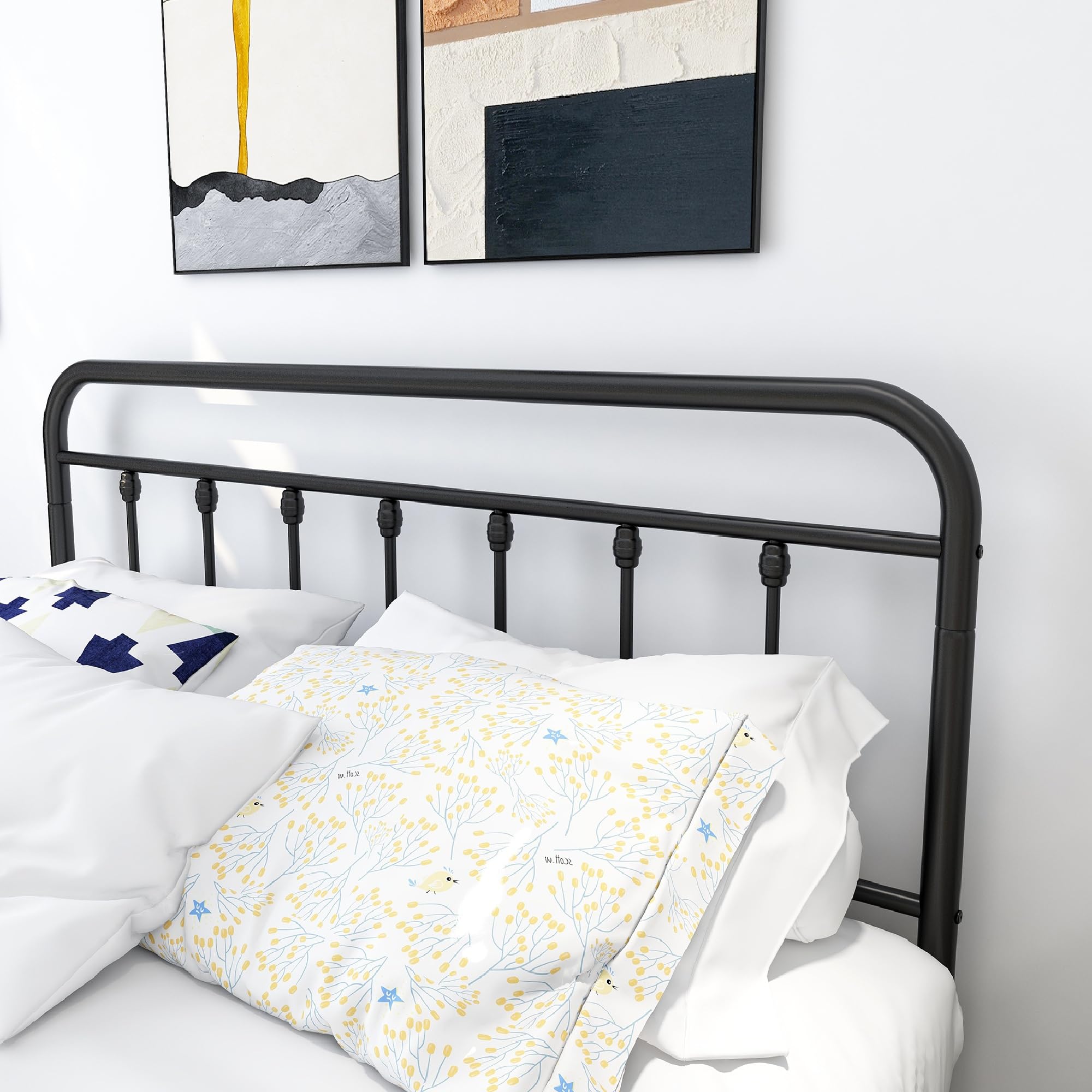 DUMEE King Size Bed Frame with Headboard and Footboard/Under Bed Storage, Metal Bed Frames King Size Mattress Base No Box Spring Needed