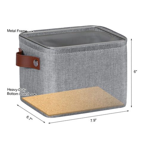 Syeeiex Small Storage Baskets for Shelves with Leather Handle, 4 Pack