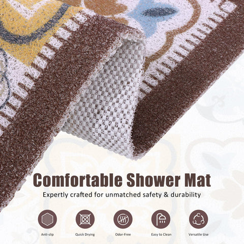 LY4U Loofah-like Shower Mat Non Slip, Washable Colorful PVC Bath Mats for Bathroom Floor, Anti Slip Bathroom Mat for Elderly, Quick Dry