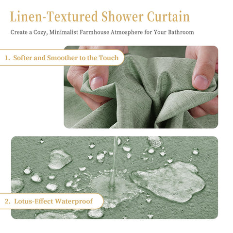 Shower Curtain, Heavy-Duty Linen-Texture Fabric Shower Curtain, Extra Soft Double-layer waterproof Shower Curtains With Smart Function Stainless