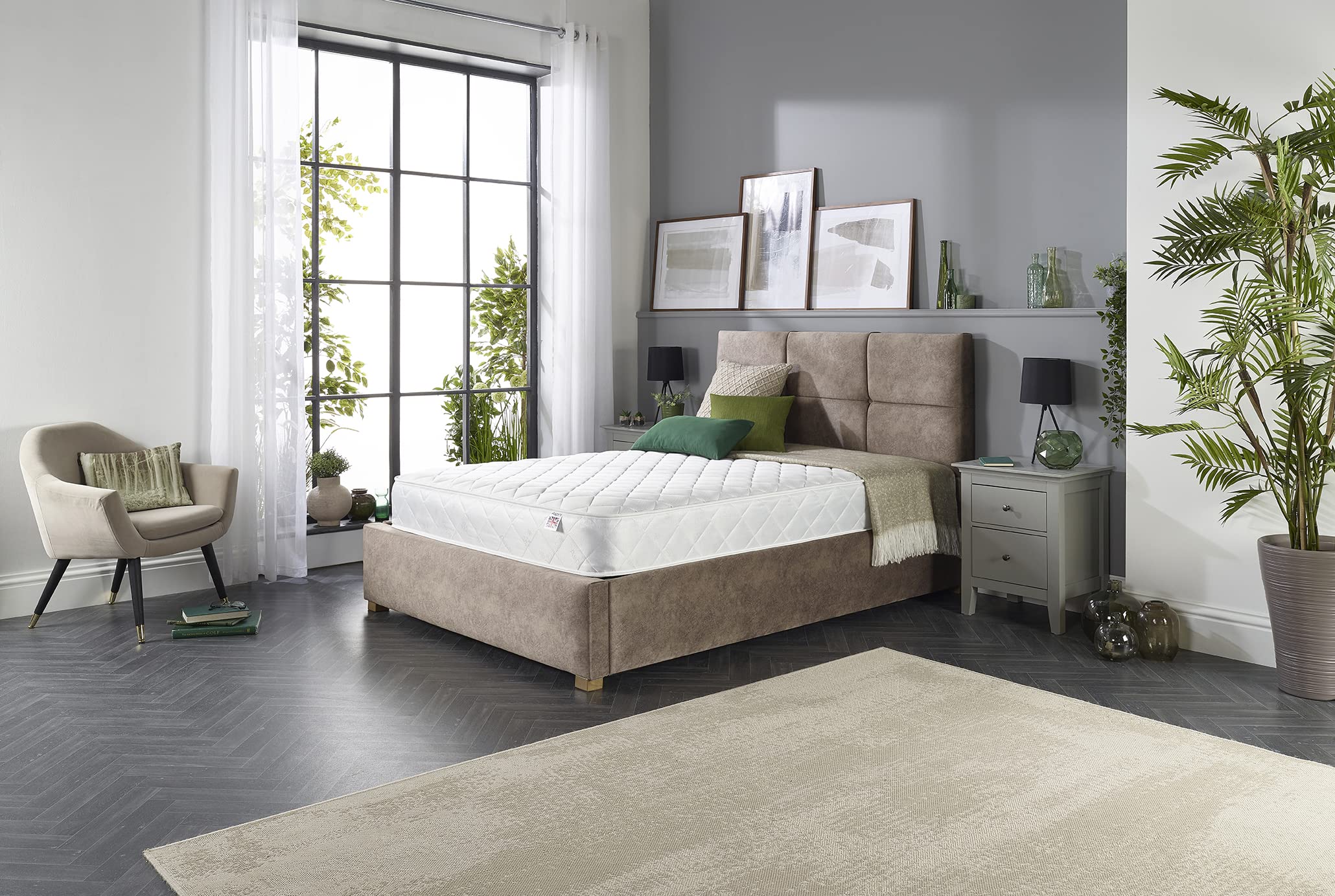 Aspire Beds Cumulus White 2 Sleep Comfort Layers & AC Aspire-Cool Touch Sleep Surface Foam Free Bonnell 500 Sprung Premium Economy Mattress