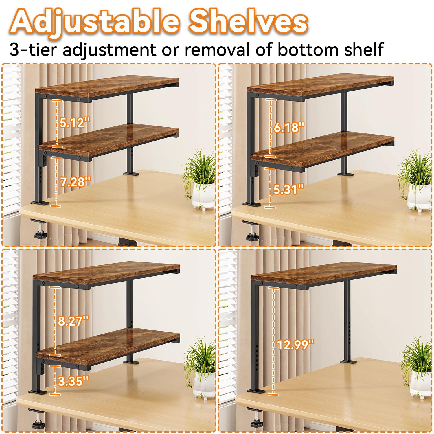 IBUYKE Clamp on Desk Shelf, 22.8” Large Desk Extender Shelves TMZ010H