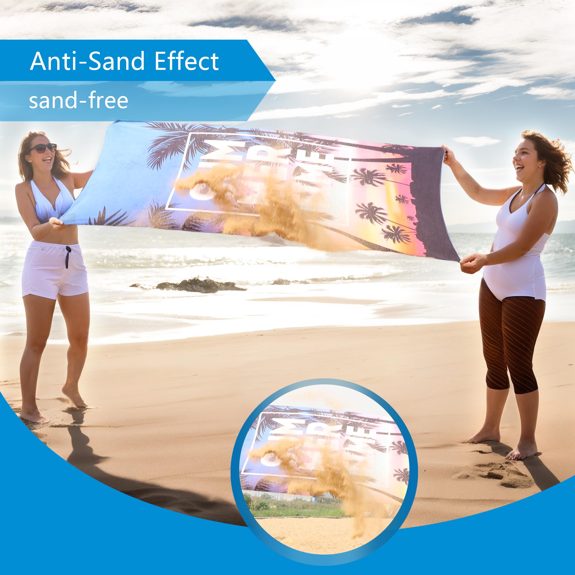 ZIOSINM Microfiber Beach Towels for Adults, 180 * 90cm Quick Dry Sand Free Oversized Extra Large Beach Towel for Beach, Swimming, Travel, Yoga, Gym