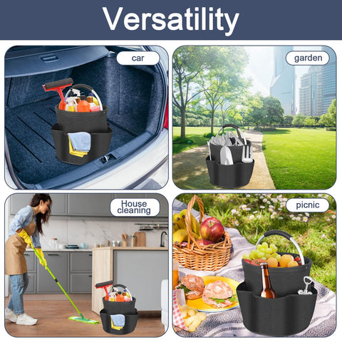 DMJJSD® 17L Cleaning Caddy with Handle Storage Box for Cleaning Utensils Multi Pocket Collapsible Cleaning Organiser Caddy Durable Cleaning Organiser