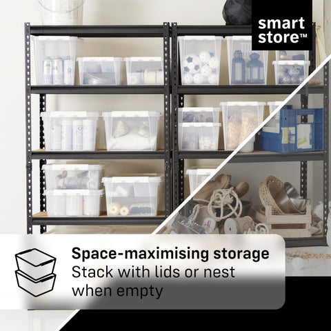 SmartStore - 3x Plastic Storage Box with Lid Classic 52L (50x39x41cm) |Plastic Storage Drawers with Lid|Food-Safe Material|Kitchen &
