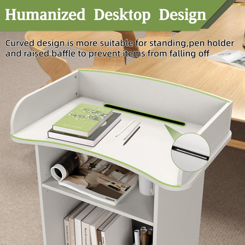 Turosur Mobile & Podium Lectern with Storage Cabinet & Adjustable Shelf