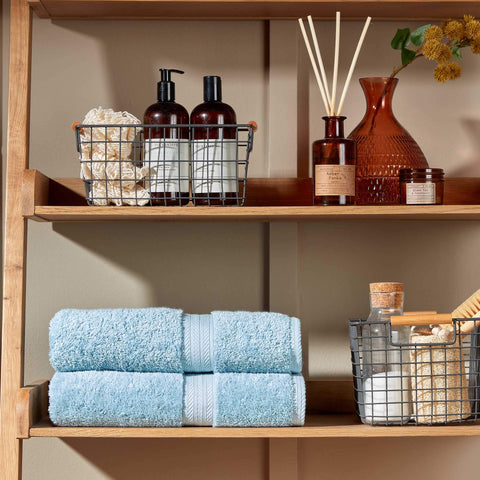Christy Renaissance 2 Bath Sheets Set | Soft Chambray Blue | 100% Egyptian Cotton Pile | Luxuriously Soft and Super Absorbent | 675 GSM