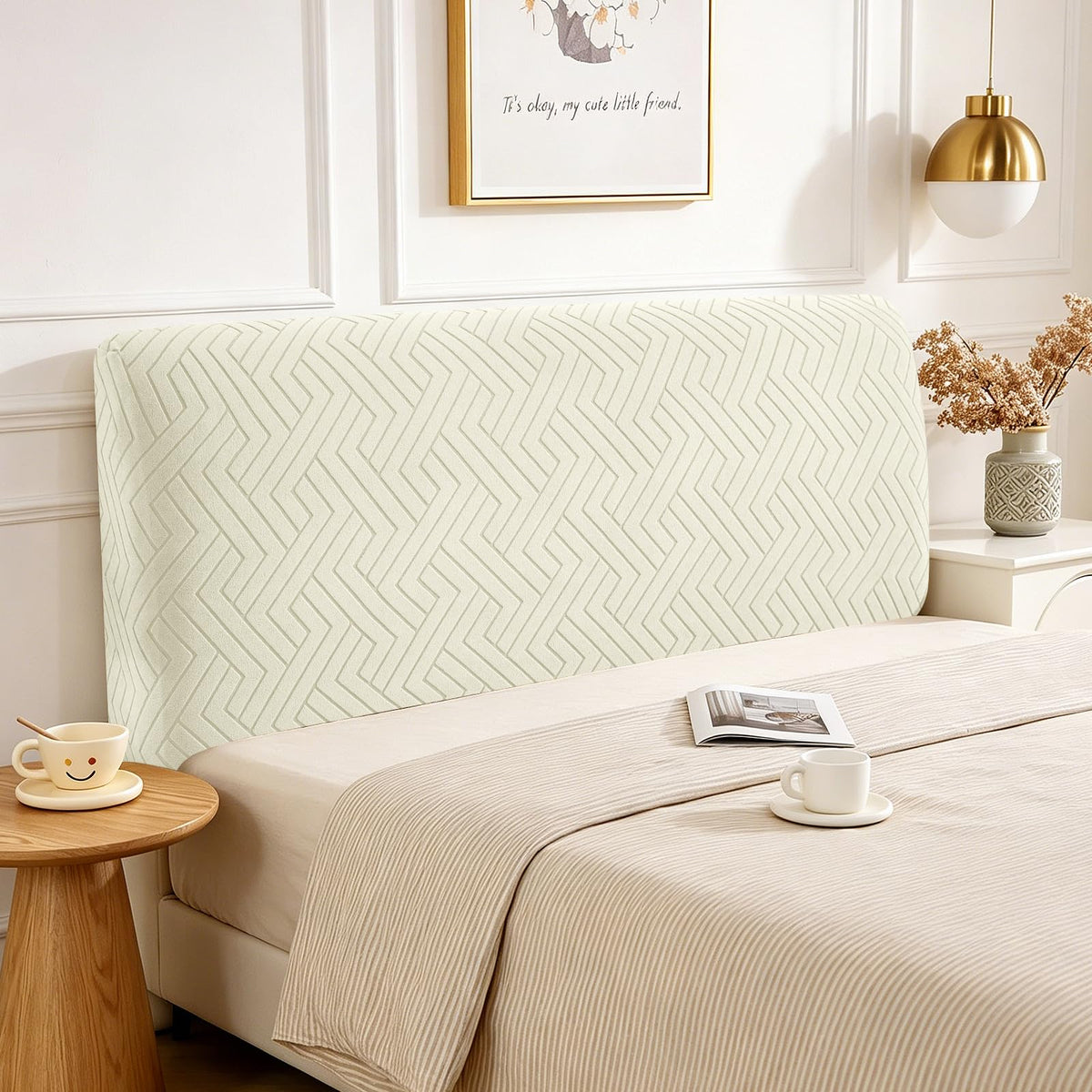 CYCMACO Elastic Headboard Cover, Double/Single Bed Headboard, Removable and Washable Dust Cover, Durable, Universal Headboard Cover Dustproof