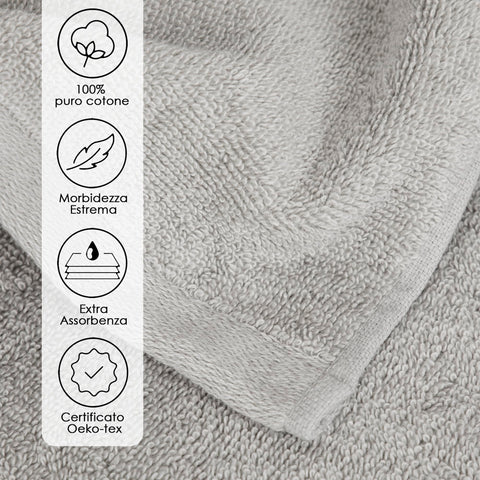 Ruggeri, Set 2 Bath Towels 70x140 cm, Cotton, Grey