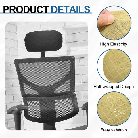 sourcing map Office Chair Pillow Cover, Office Chair Headrest Attachment Mesh Removable Headrest Protector for Home Desk Computer Chairs, Beige