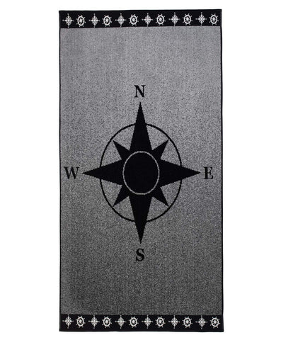 Gözze - Beach Towel with Compass Design, 100% Cotton, 90 x 180 cm - Silver