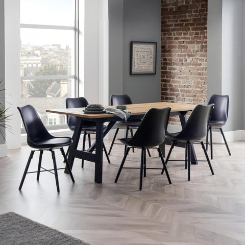 Julian Bowen Kari Dining Chairs, Set of 2, Faux Leather Black - H83 x D54cm