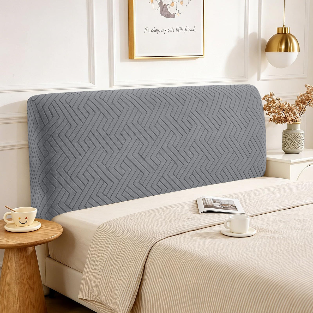 CYCMACO Elastic Headboard Cover, Double/Single Bed Headboard, Removable and Washable Dust Cover, Durable, Universal Headboard Cover Dustproof