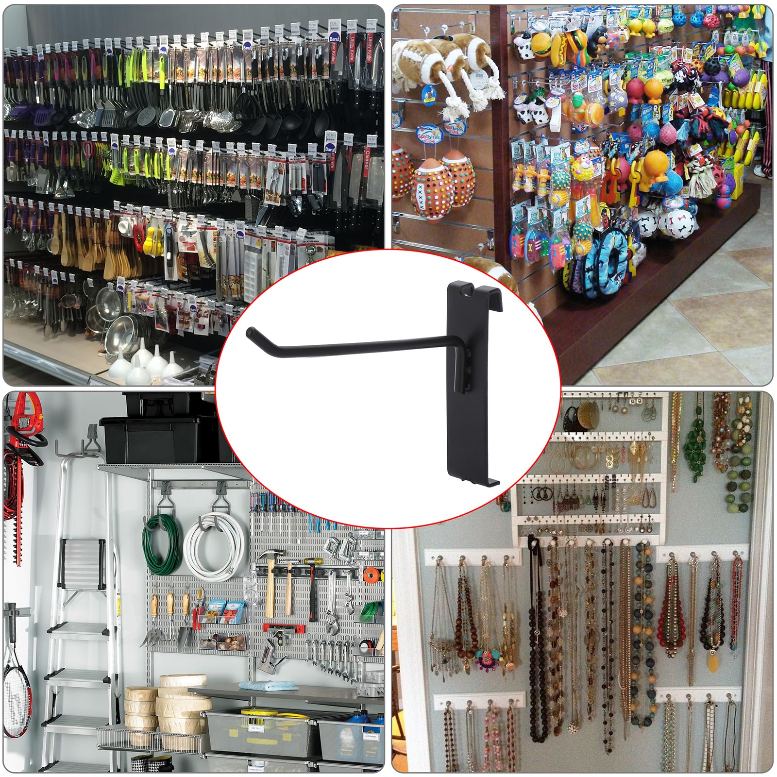 IGNPION 35 Pieces Metal Gridwall Hooks - Black Notch Display Hook Grid Wall Panel Hooks Commercial Grade Gridwall Pegs for Shop Retail Display