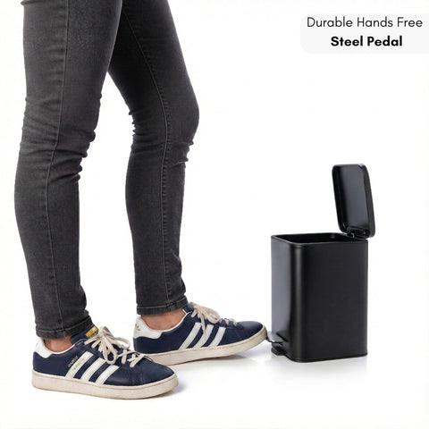 Erreke Bathroom Pedal Bin 3L, Black, Removable Inner Bucket, Modern Design