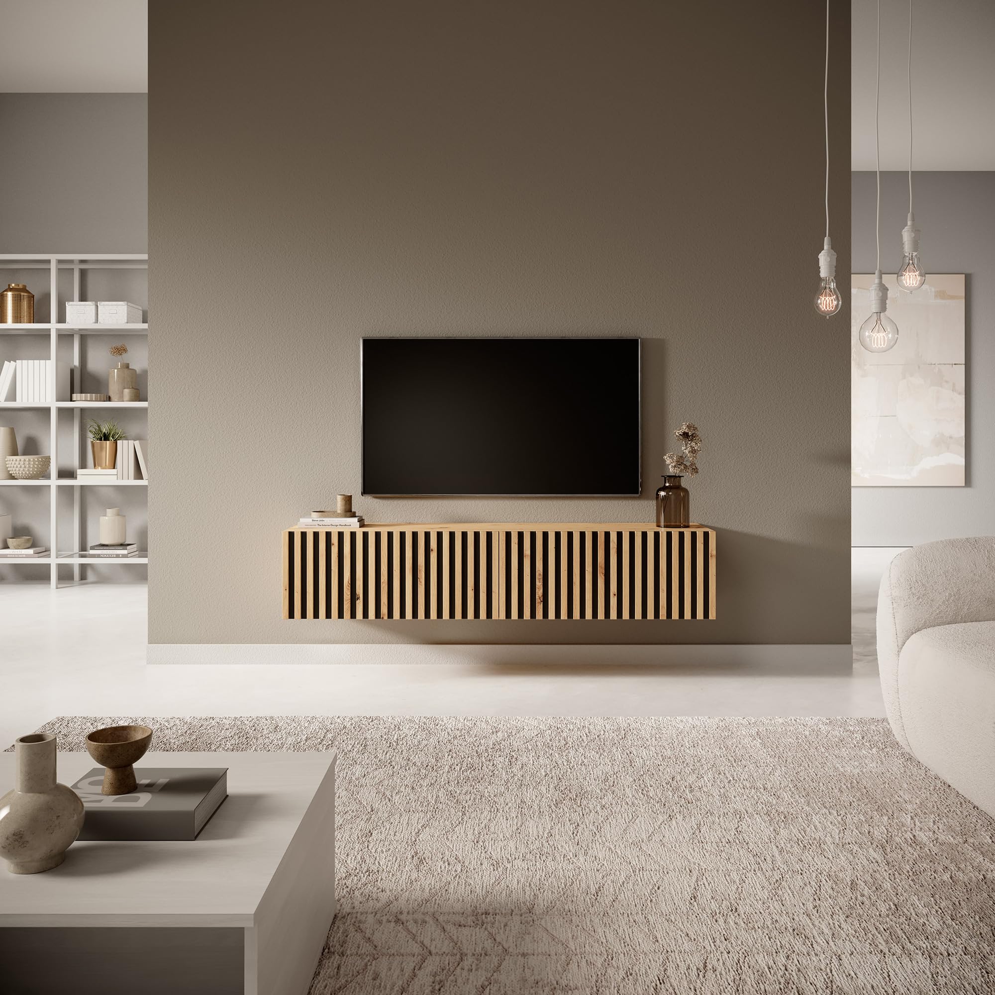 SELSEY TELIRE TV Unit Cabinet 140 cm, Engineered Wood Oak, 140 (EU)