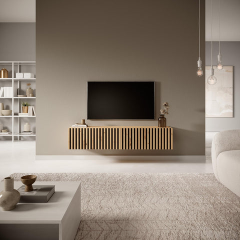 SELSEY TELIRE TV Unit Cabinet 140 cm, Engineered Wood Oak, 140 (EU)