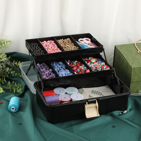 IGNPION 3 Tiers Craft Stackable Storage Box, Plastic Dividers Organiser Box
