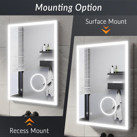 ELEGANT Bathroom Mirror Cabinet with Lights & Shaver Socket, 500 x 700 mm