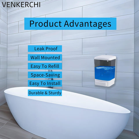 Manual Soap Dispenser Kitchen Bathroom Wall Mounted Soap Dispenser Commercial Soap Dispenser for Liquid Containers Shampoo Gel Chamber Plastic