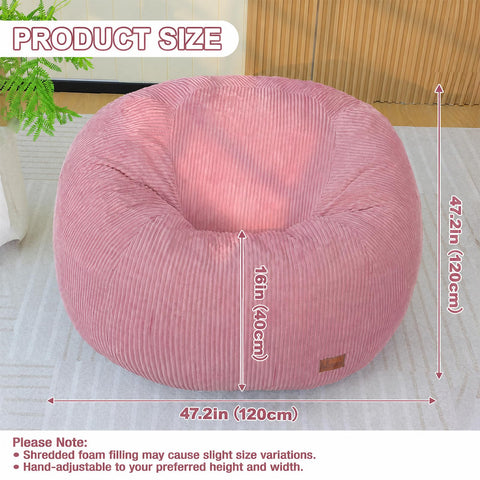 UODERS Oval Bean Bag for Adults Kids & Teens, Large Bean Bag Chair with Corduroy Cover with Handle
