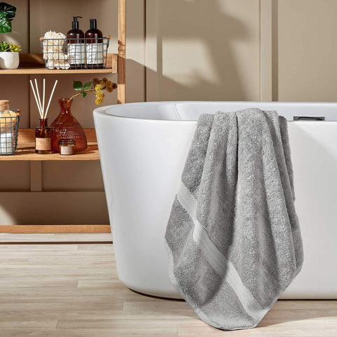 Christy Renaissance 2 Bath Sheets Set | Dove Grey | 100% Egyptian Cotton Pile | Luxuriously Soft and Super Absorbent | 675 GSM