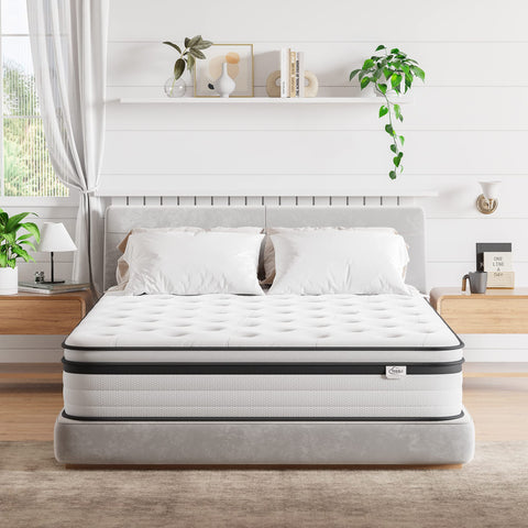 TeQsli Single Mattress 3FT Memory Foam Spring Hybrid Mattress 27CM