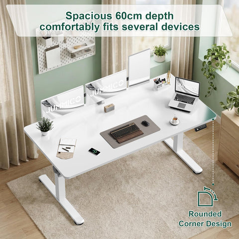 JUMMICO Electric Standing Desk 120 x 60 cm Home Office Height Adjustable Desk, Computer Lift Table with Smart Panel