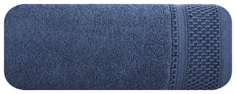 Eurofirany Carlo Bath Towel Set Hand Towel Sauna Towel Pattern - Absorbent, 100% Cotton 580g/m, Pack of 3 and 6, Navy Blue, 50 x 90 cm, 6