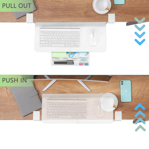 ETHU Keyboard Tray under Desk, 50×30cm Pull-out Keyboard Drawer for Desk, Retractable Ergonomic Sliding Keyboard Shelf for Office & Home (White)