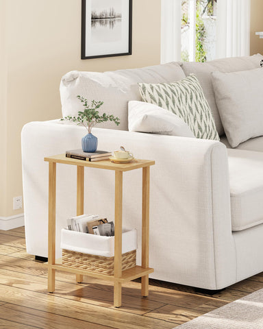 TUTOTAK Small Side Table, Narrow End Table, Skinny Sofa Table, Slim Nightstand, Living Room, Bed Room, Natural TB01BN062EU