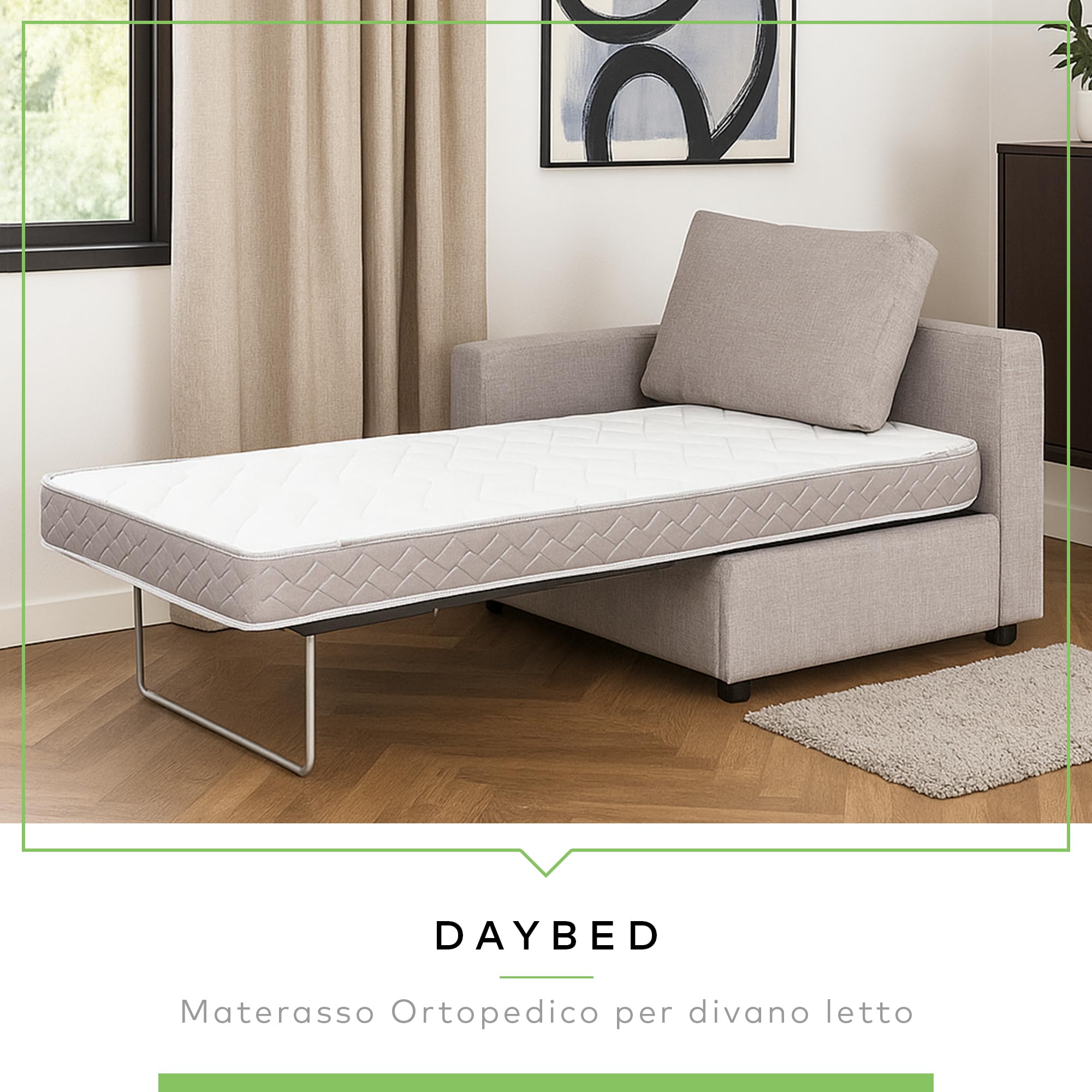 EVERGREENWEB MATERASSI & BEDS Sofa Mattress 70 x 190 cm Bed Height 12 cm Hypoallergenic White Coating Extra Firm Support Folding Foam Extra Mattress