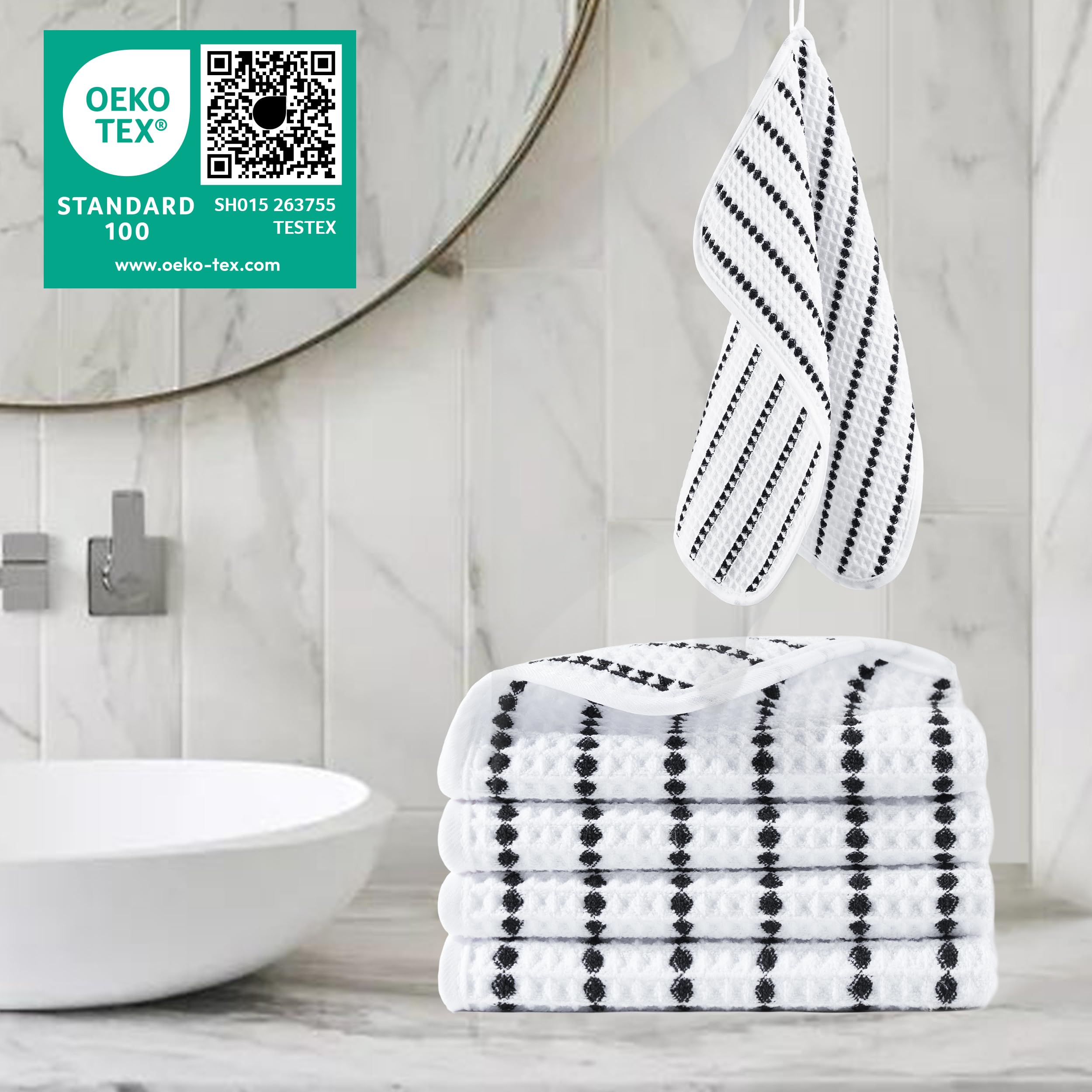 POLYTE 430 GSM Microfibre Waffle Wash Cloth Face Towel, 33.0x33.0 cm