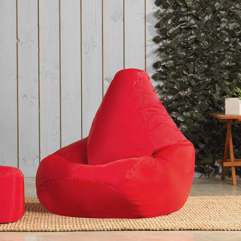 Bean Bag Bazaar High Back Recliner Bean Bag Chair, Red, Indoor Outdoor Beanbag, Water Resistant Fabric, Large Beanbag with Filling Included