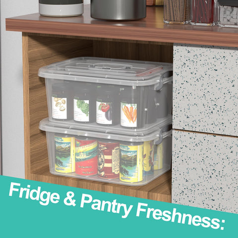 Xyskin 6 Packs 8 L Latching Box with Handles, Plastic Storage Bin with Lids, Clear Storage Organizer Box