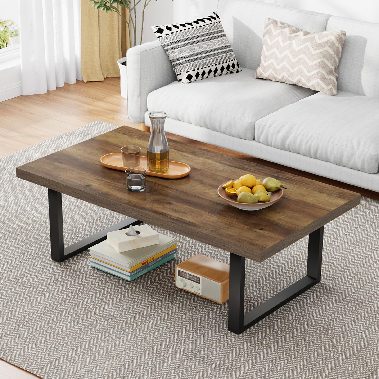 IBF Coffee Table Living Room Wooden Center Coffee Tables 120cm Rustic Oak