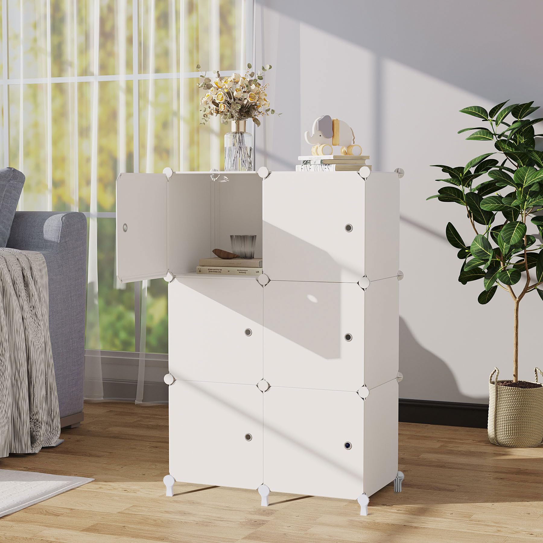 AWTATOS 6 Cube Storage Unit with Doors, Storage Cubes for Home Office