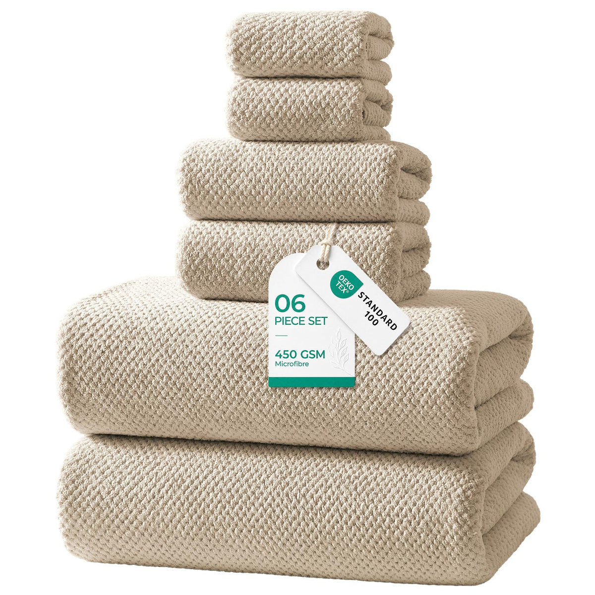 REDKISS 6 Pack Microfibre Towels set-450g/m²,Super Absorbent Towel for Bath