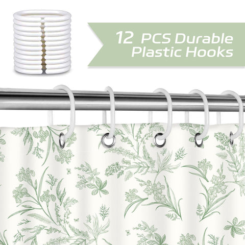 Dazzlewall Sage Green Shower Curtain for Bathroom Mould & Mildew Resistant