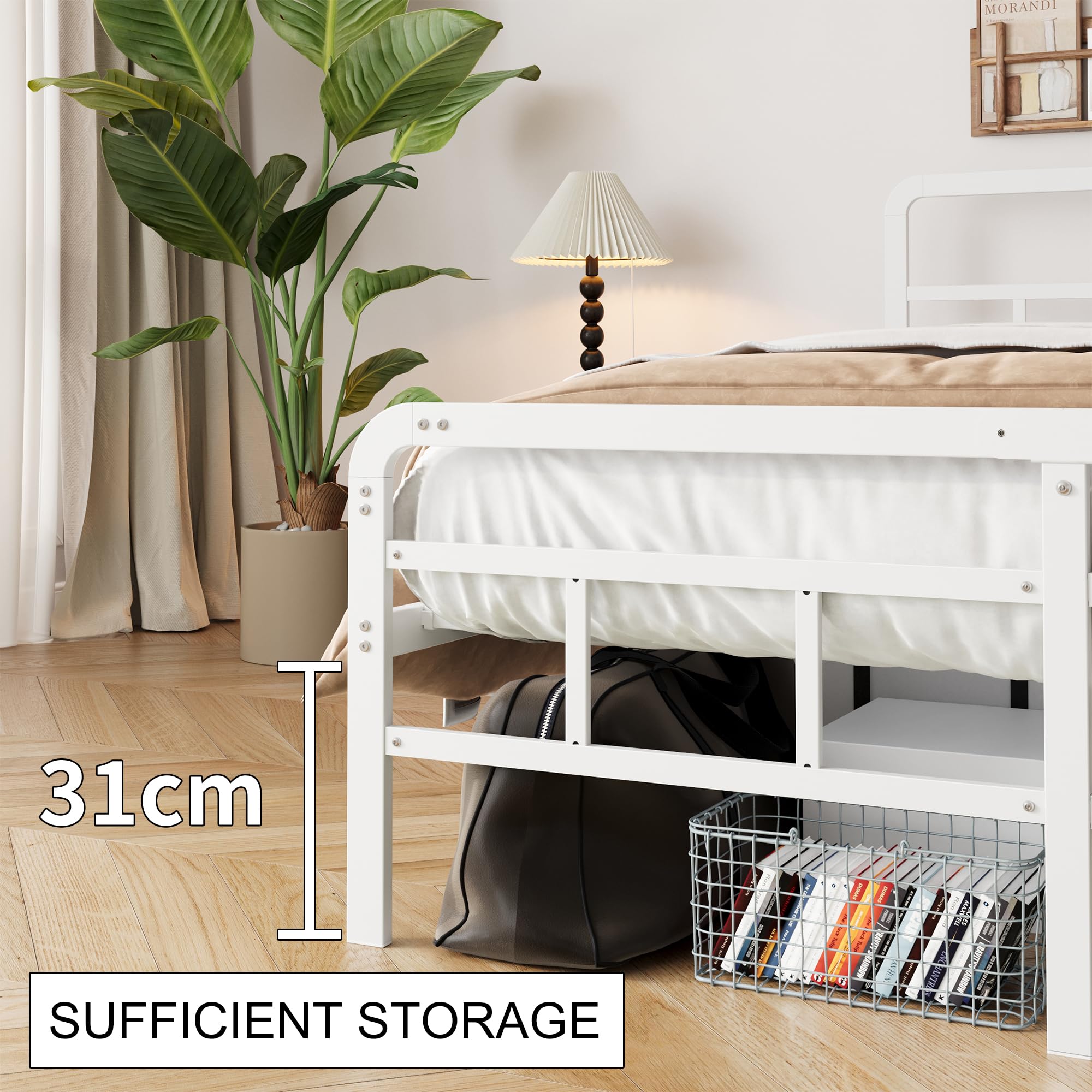 Yicensen Small Single Bed Frame with Headboard and Footboard