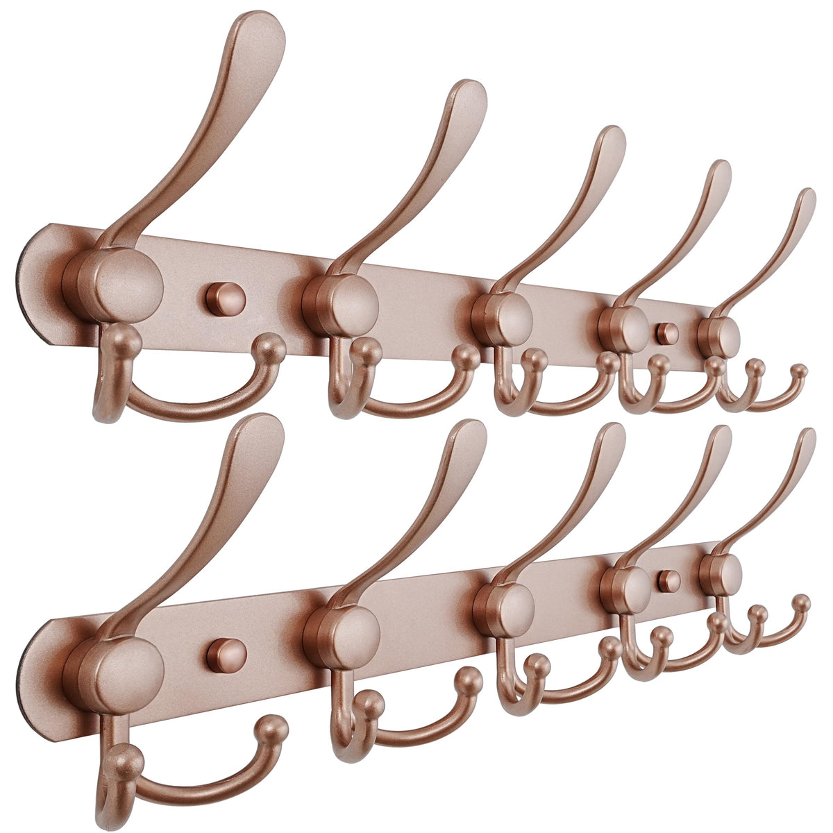 Dseap Coat Rack Wall Mounted - 5 Tri Hooks, Heavy Duty, Stainless Steel, Metal Coat Hook Rail for Coat Hat Towel Purse Robes Mudroom Bathroom