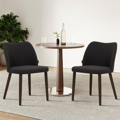 COLAMY Upholstered Dining Chairs, Modern Fabric Dining Room Kitchen Side Chair with Padded Seat and Wood Legs for Restaurant/Cafe,White